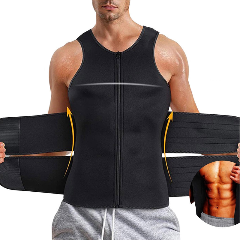 Colete Modelador Corporal Power Masculino: Cinta Abdominal Ajustável, Redutor com Efeito Sauna para Secar Barriga