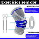 Joelheira Compressão Flexivel 3D Ortopedica Esportiva Anel e Haste Flexivel 3D Treino Alívio Dor Joelho