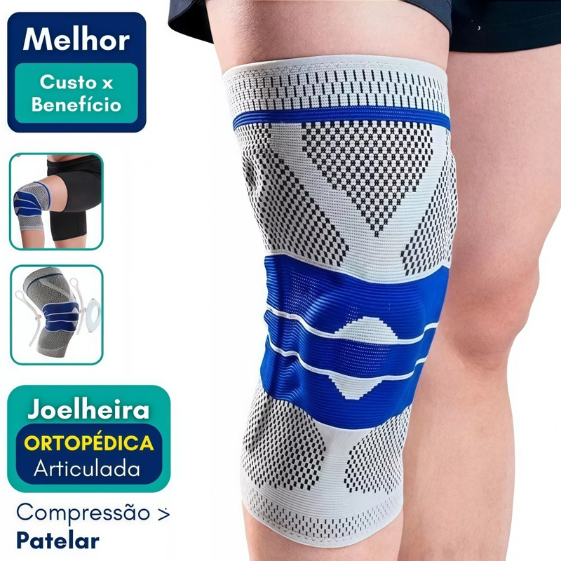 Joelheira Compressão Flexivel 3D Ortopedica Esportiva Anel e Haste Flexivel 3D Treino Alívio Dor Joelho